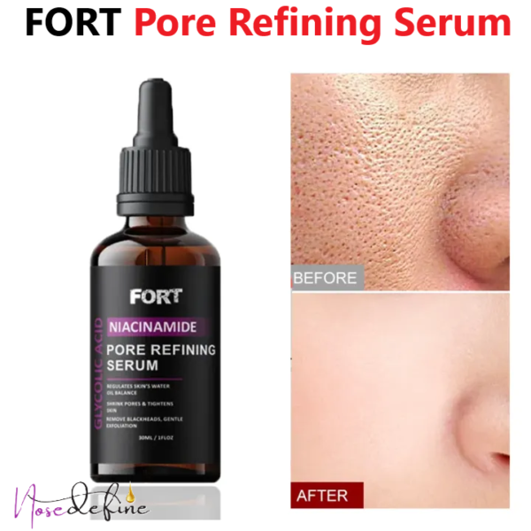 FORT Pore Refining Serum - Niacinamide & Glycolic Acid for Glowing Skin & Dark Spot Correction (30ml)